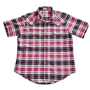 Ely Cattleman Shirt Mens XL Western Multicolor Plaid Short Sleeve Pearl Snap